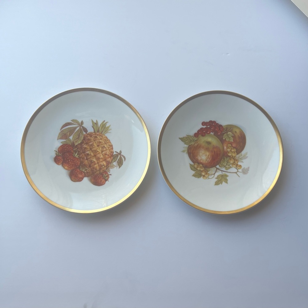 Bavaria Germany Golden Crown Lot of 2 E&R 1886 Harvest Fruit Orchard Plates